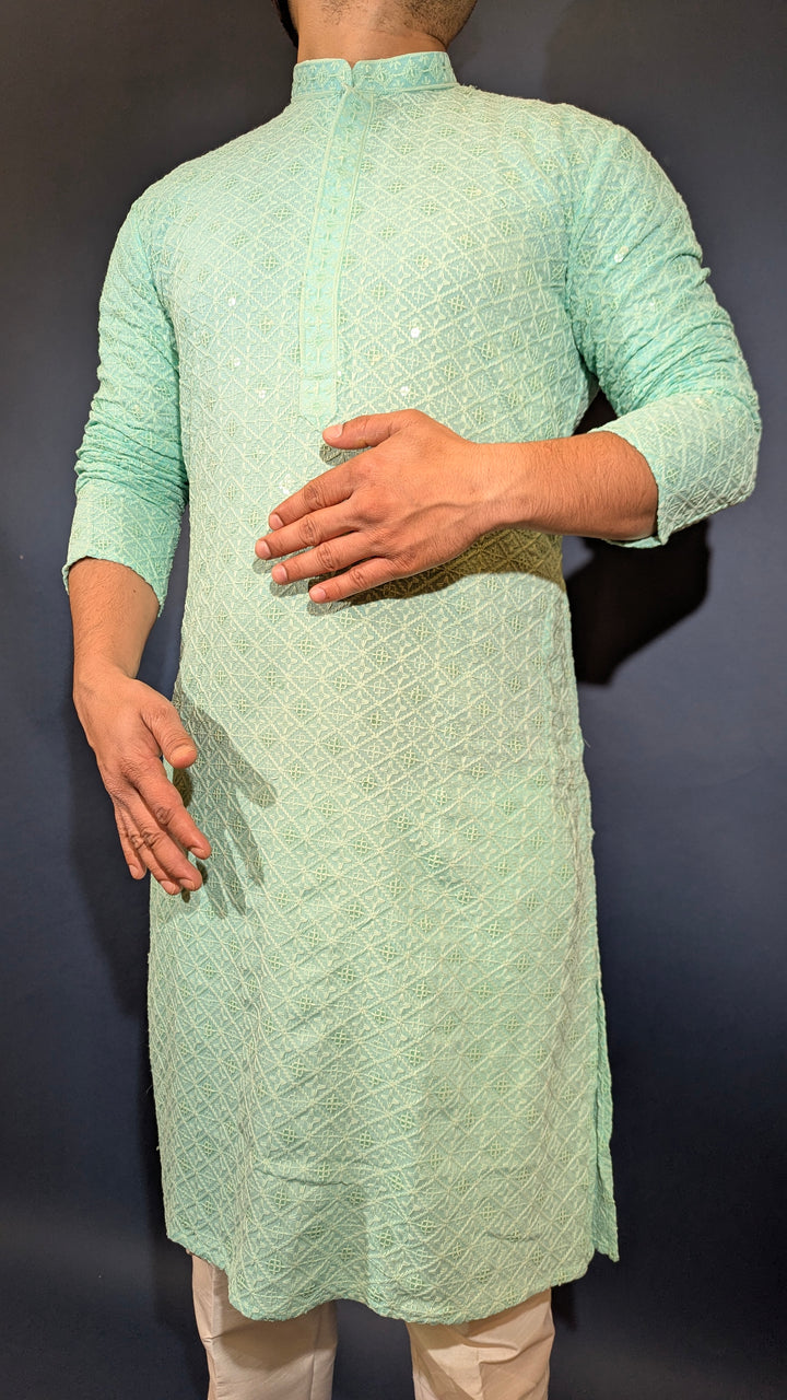 Light Aqua Sequins Kurta