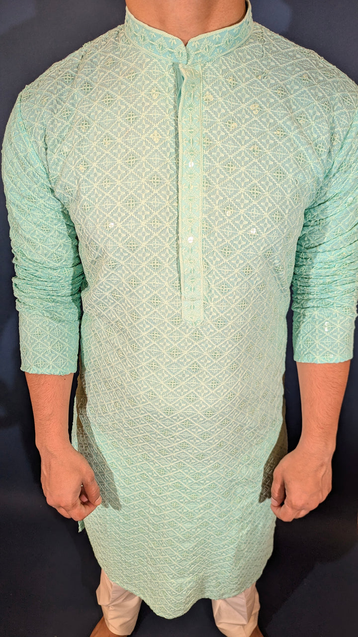 Light Aqua Sequins Kurta