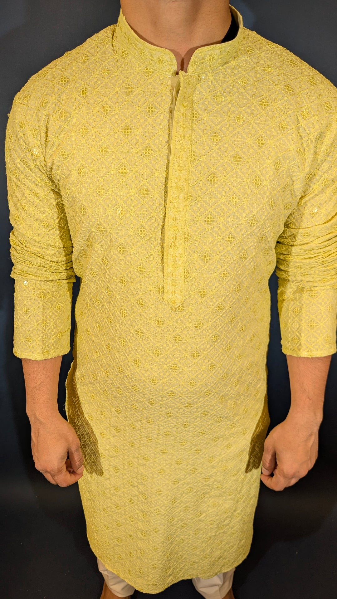Lime Green Sequins Kurta