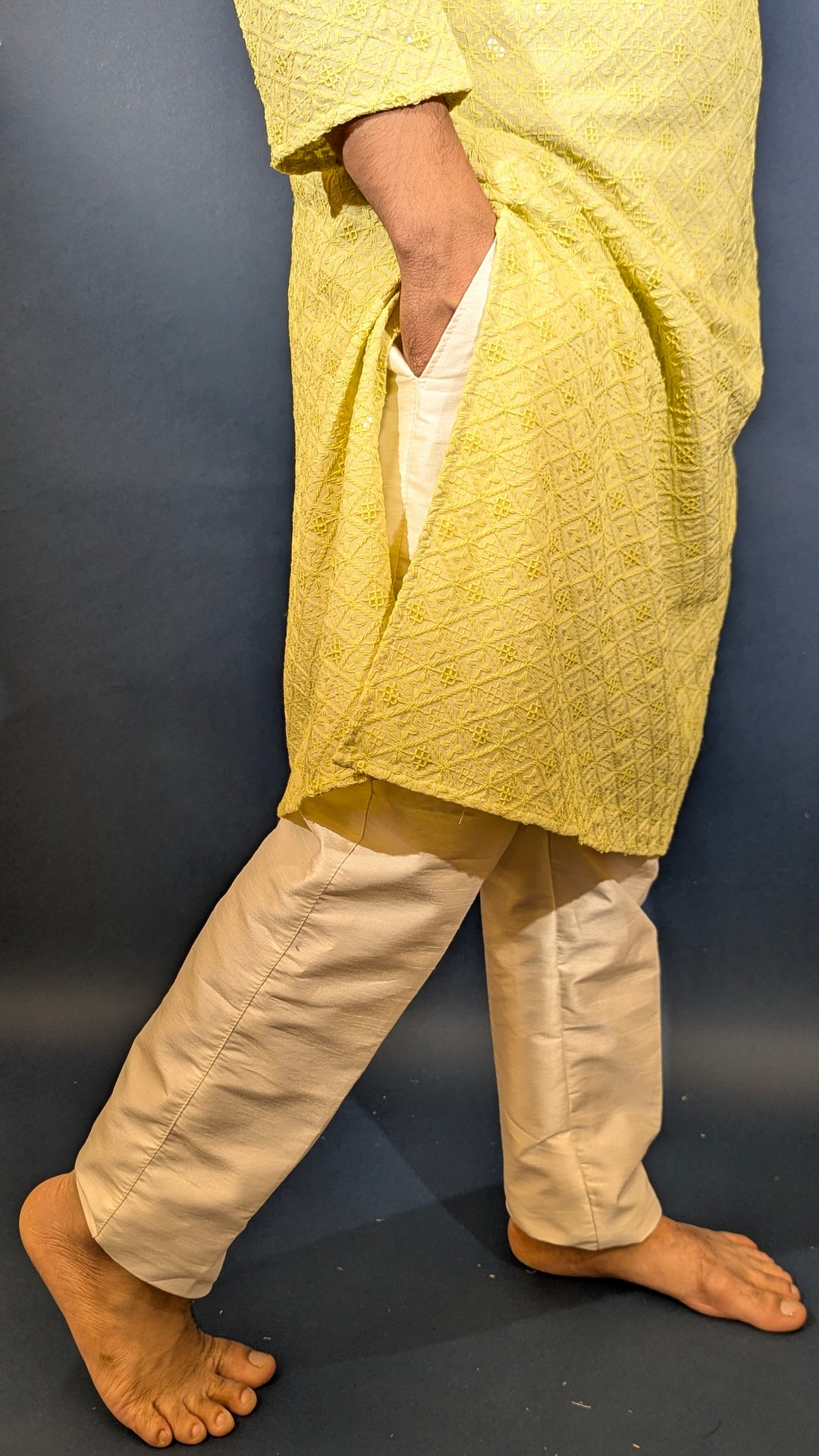 Lime Green Sequins Kurta