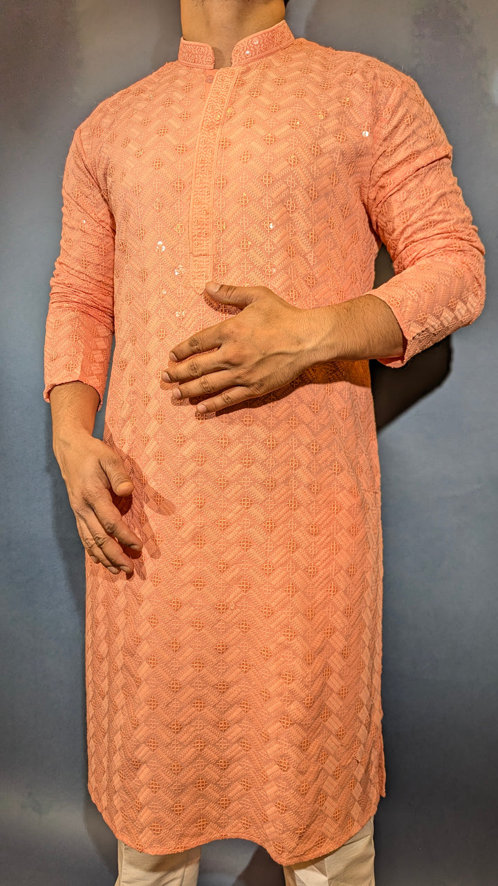 Light Peach Sequin Kurta