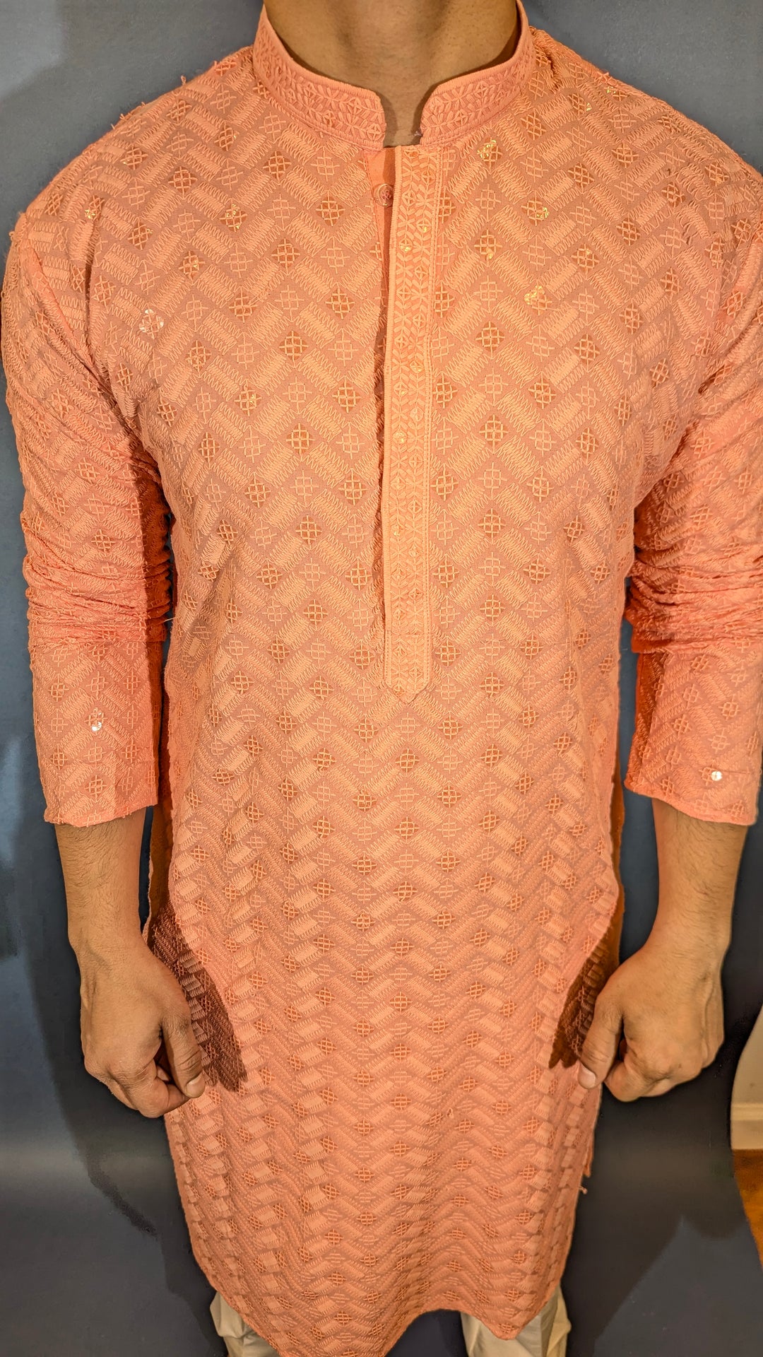 Light Peach Sequin Kurta