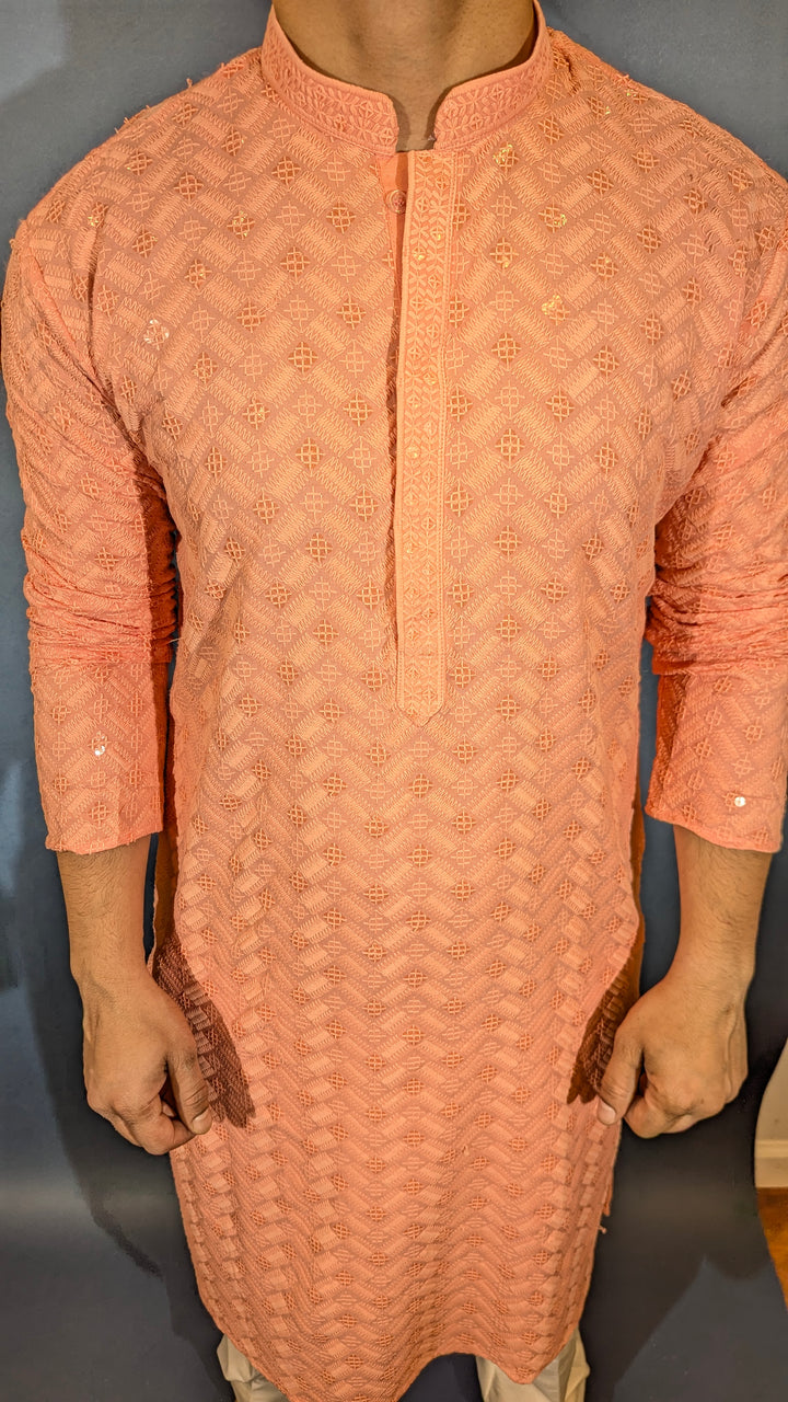 Light Peach Sequin Kurta
