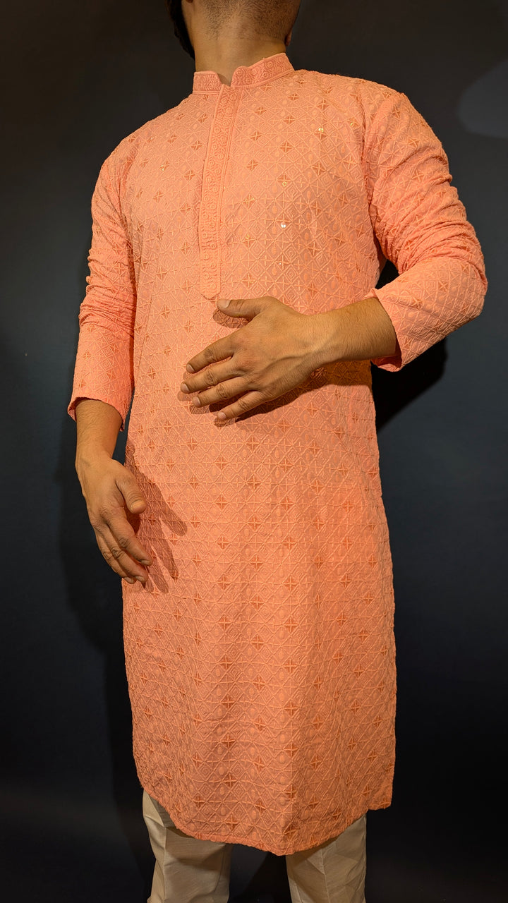 Light Peach Sequin Kurta