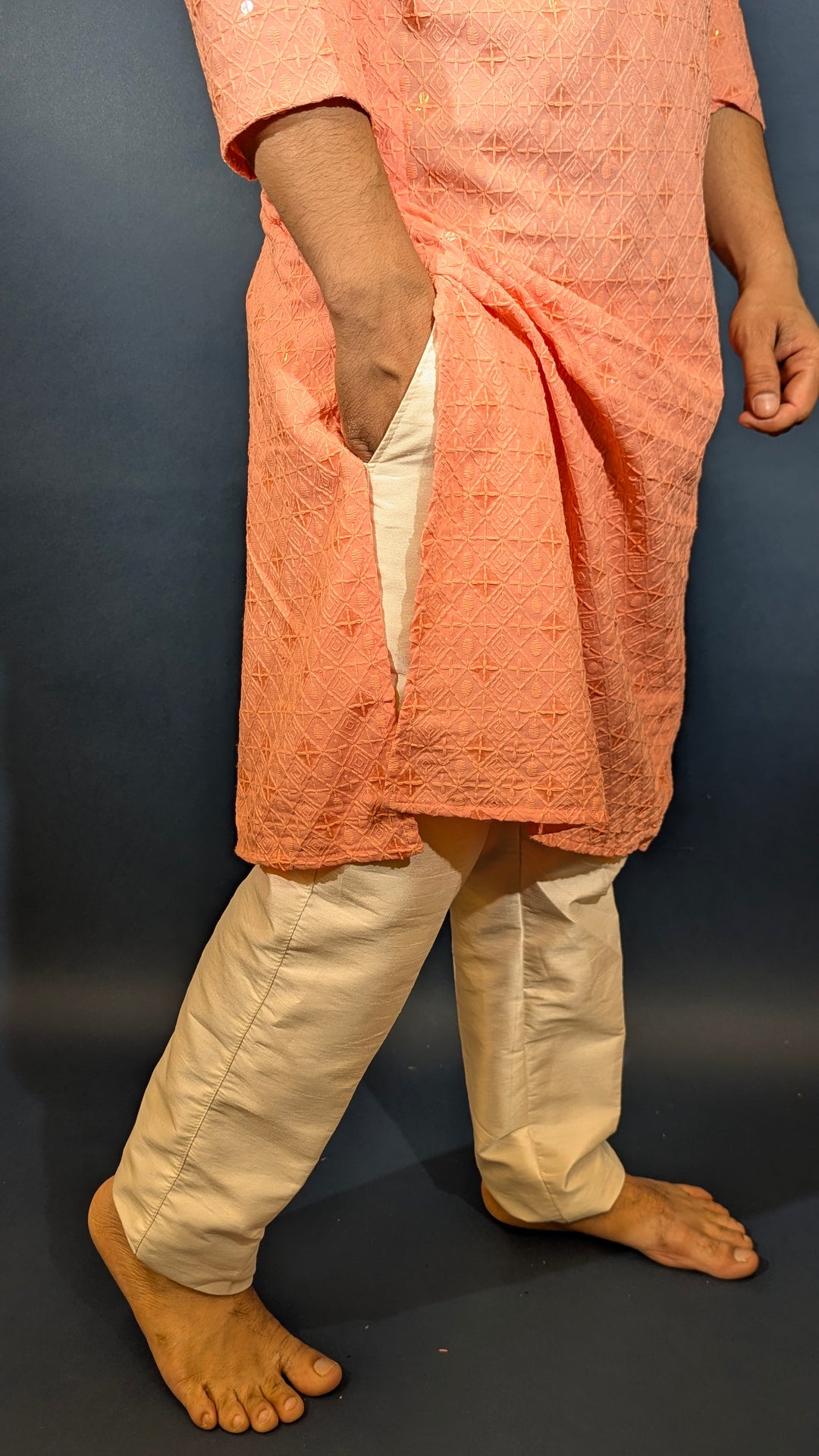 Light Peach Sequin Kurta