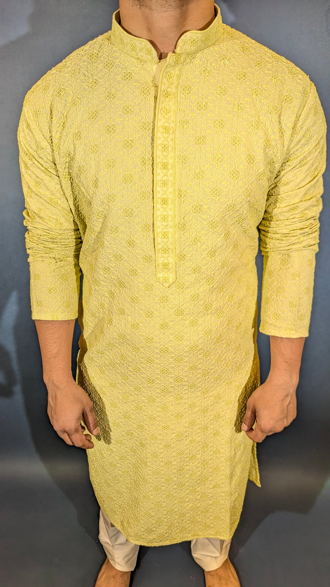 Lime Green Sequins Kurta