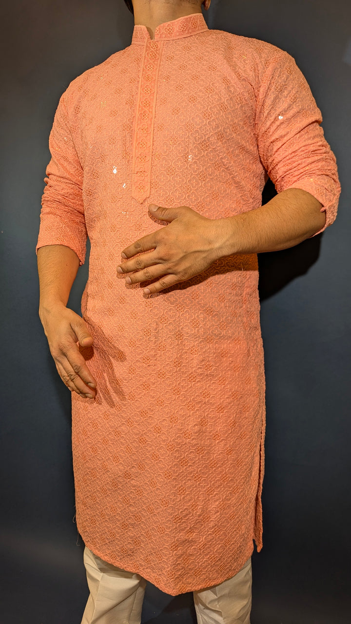 Light Peach Sequin Kurta