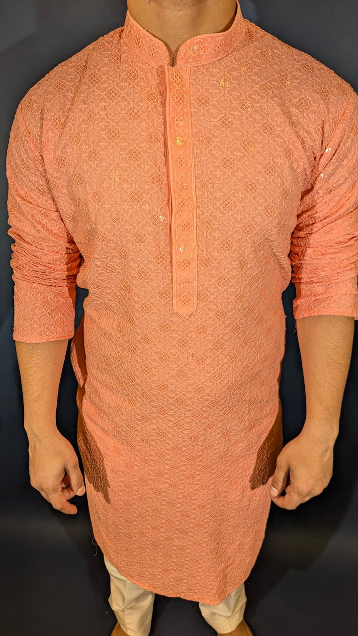 Light Peach Sequin Kurta