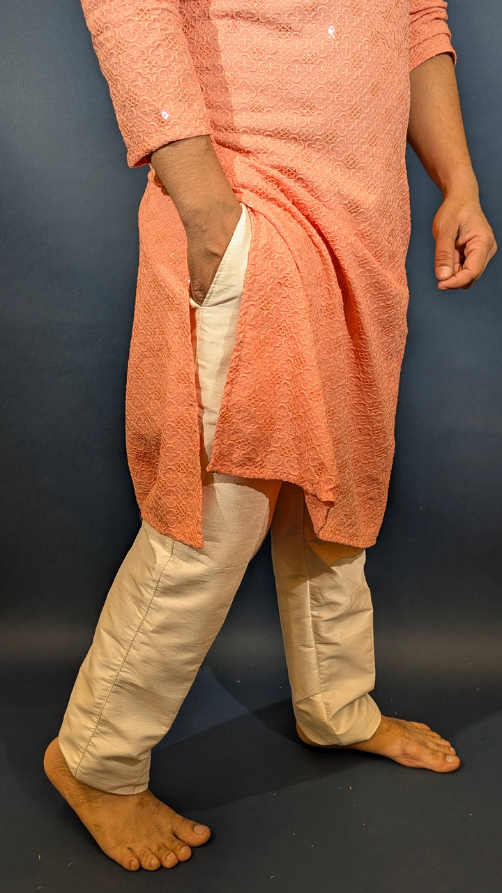 Light Peach Sequin Kurta