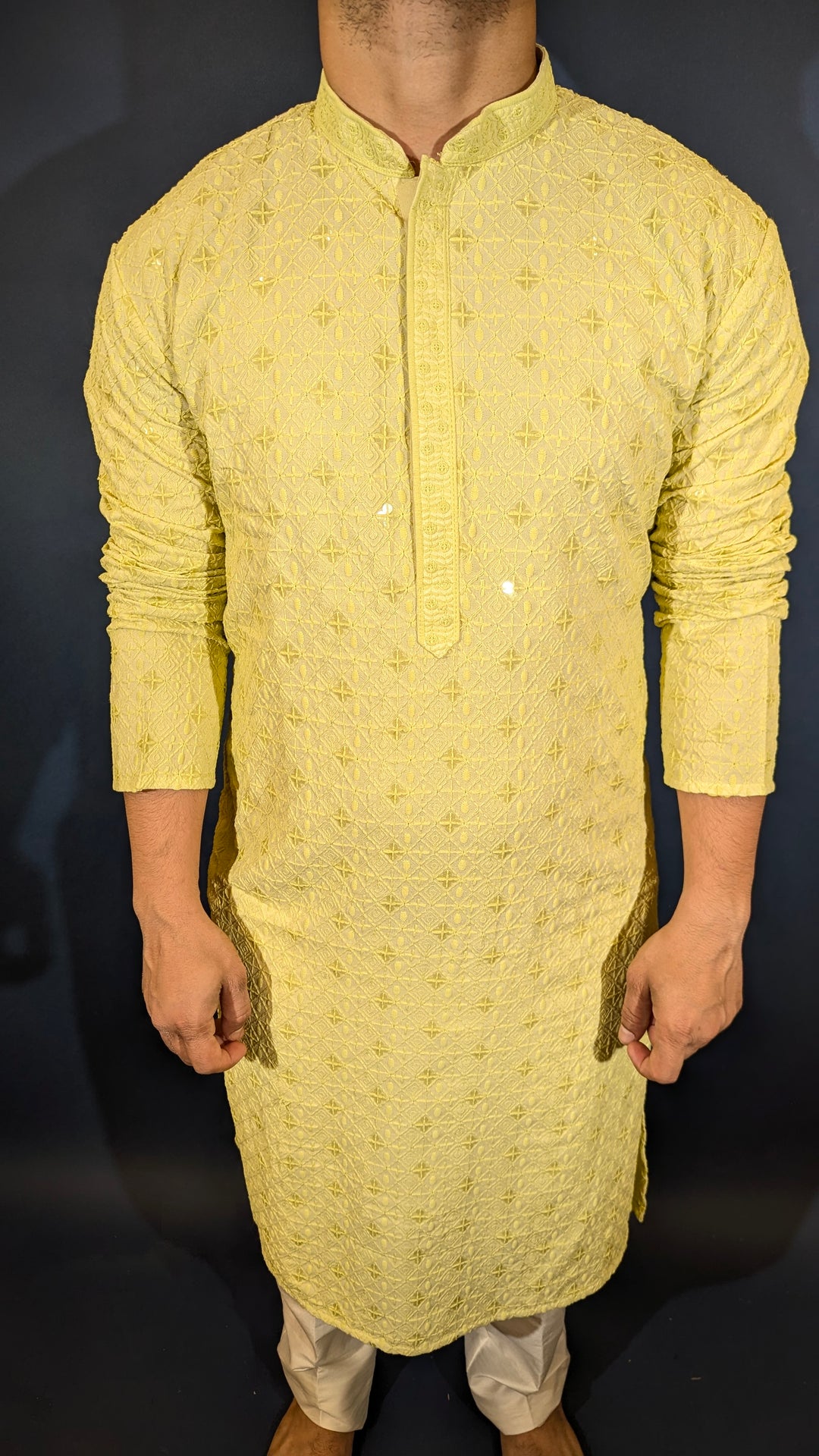 Lime Green Sequins Kurta