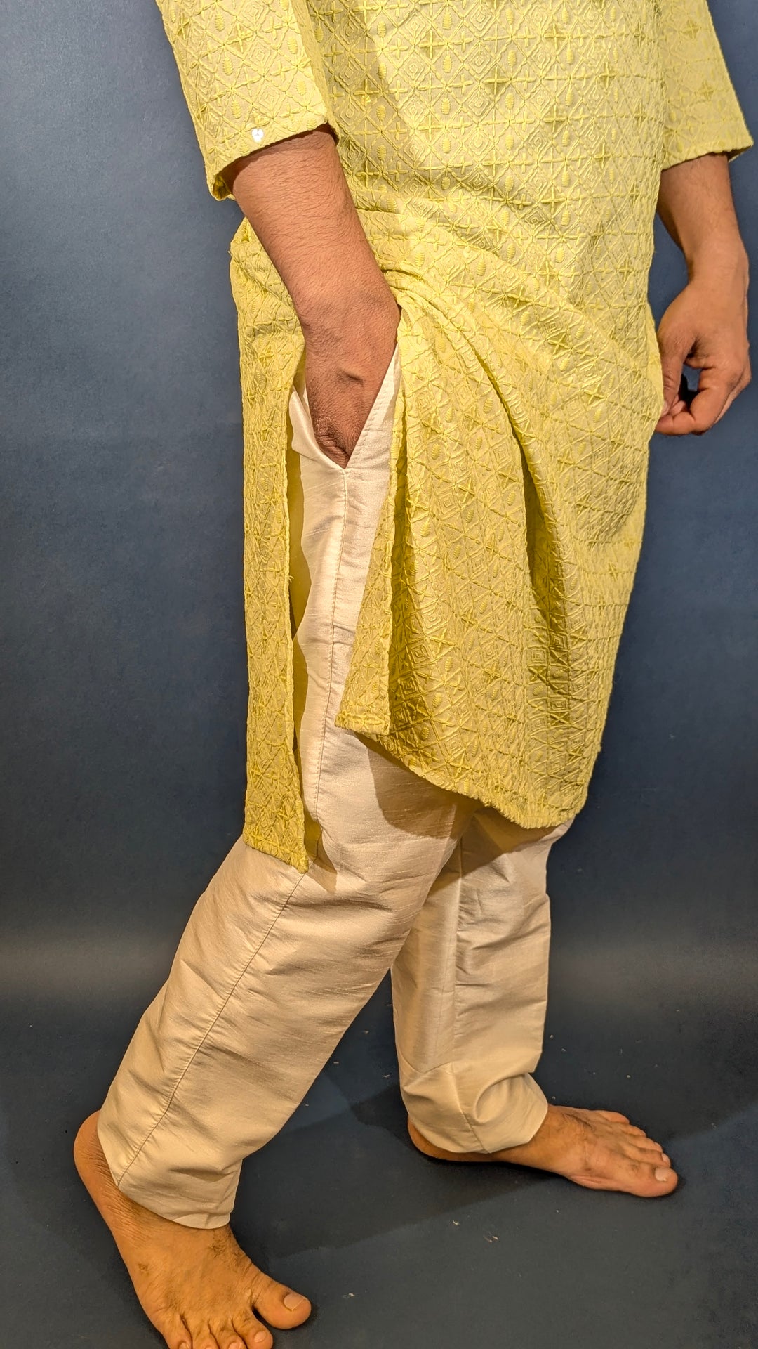 Lime Green Sequins Kurta