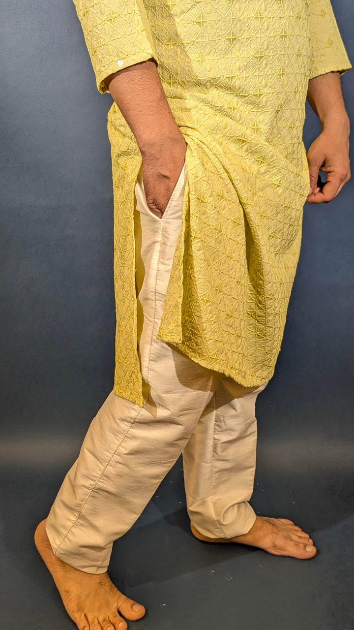 Lime Green Sequins Kurta