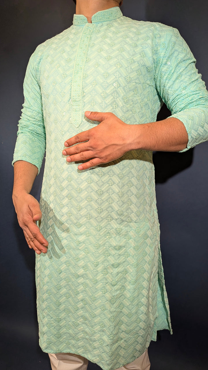 Light Aqua Sequins Kurta
