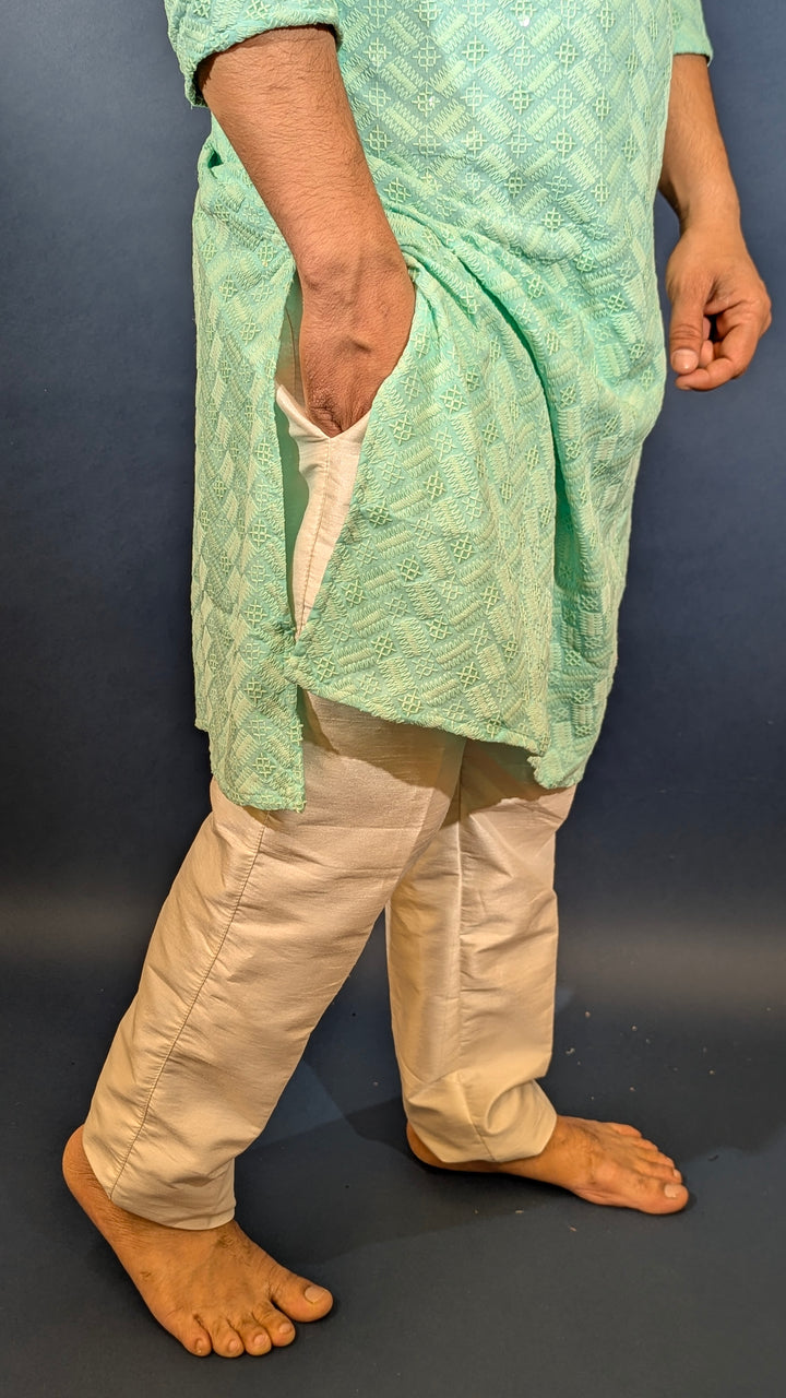 Light Aqua Sequins Kurta