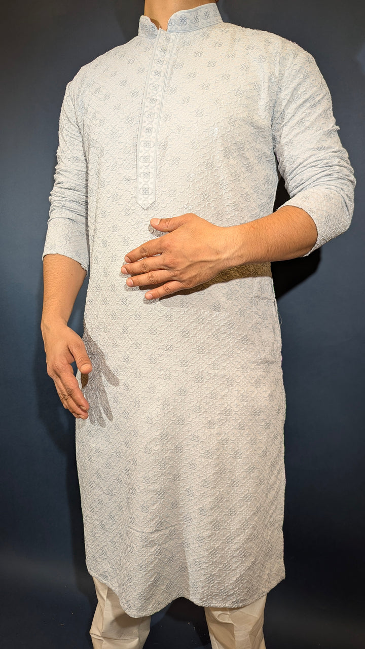Light Grey Chikan Kurta