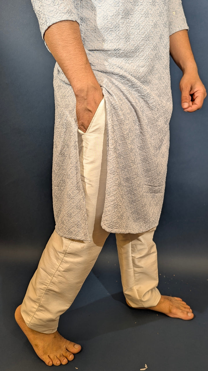 Light Grey Chikan Kurta