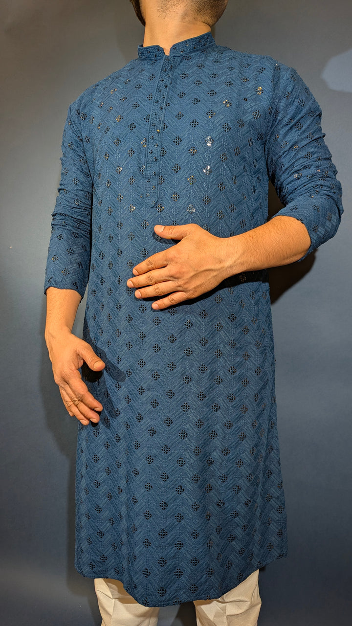 Teal Sequins Kurta