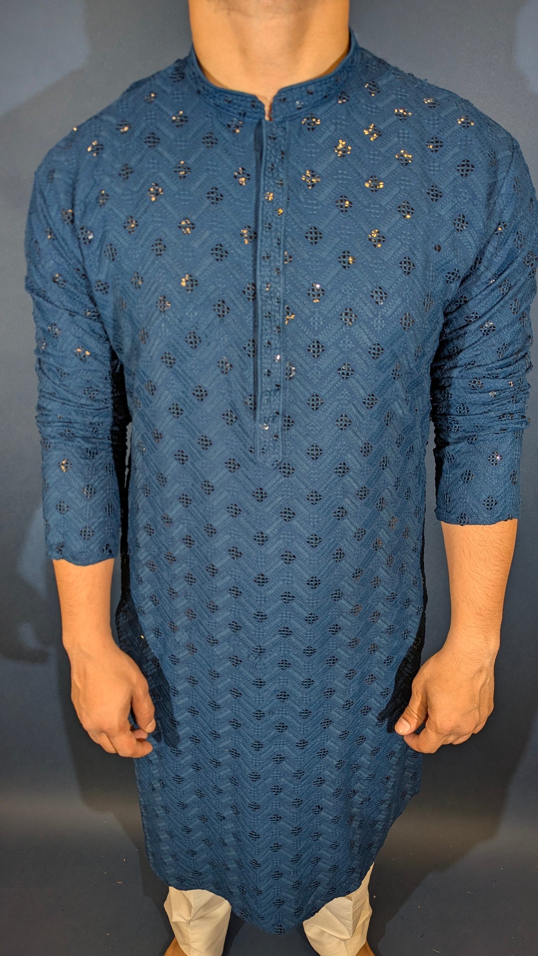 Teal Sequins Kurta