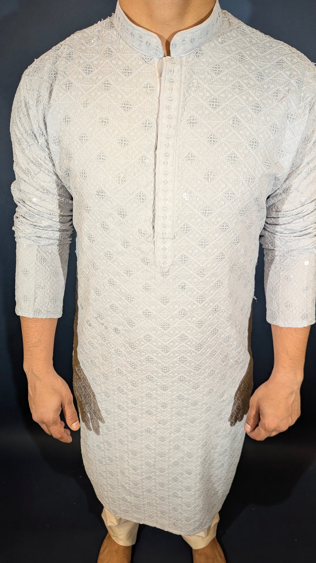 Light Grey Chikan Kurta