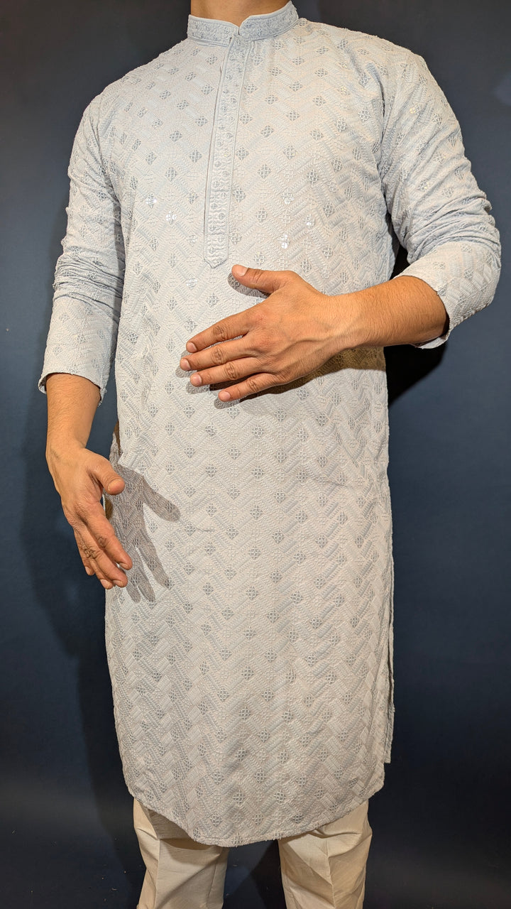 Light Grey Chikan Kurta