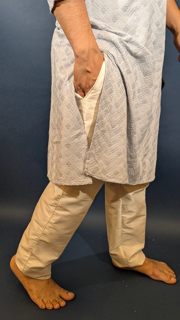 Light Grey Chikan Kurta