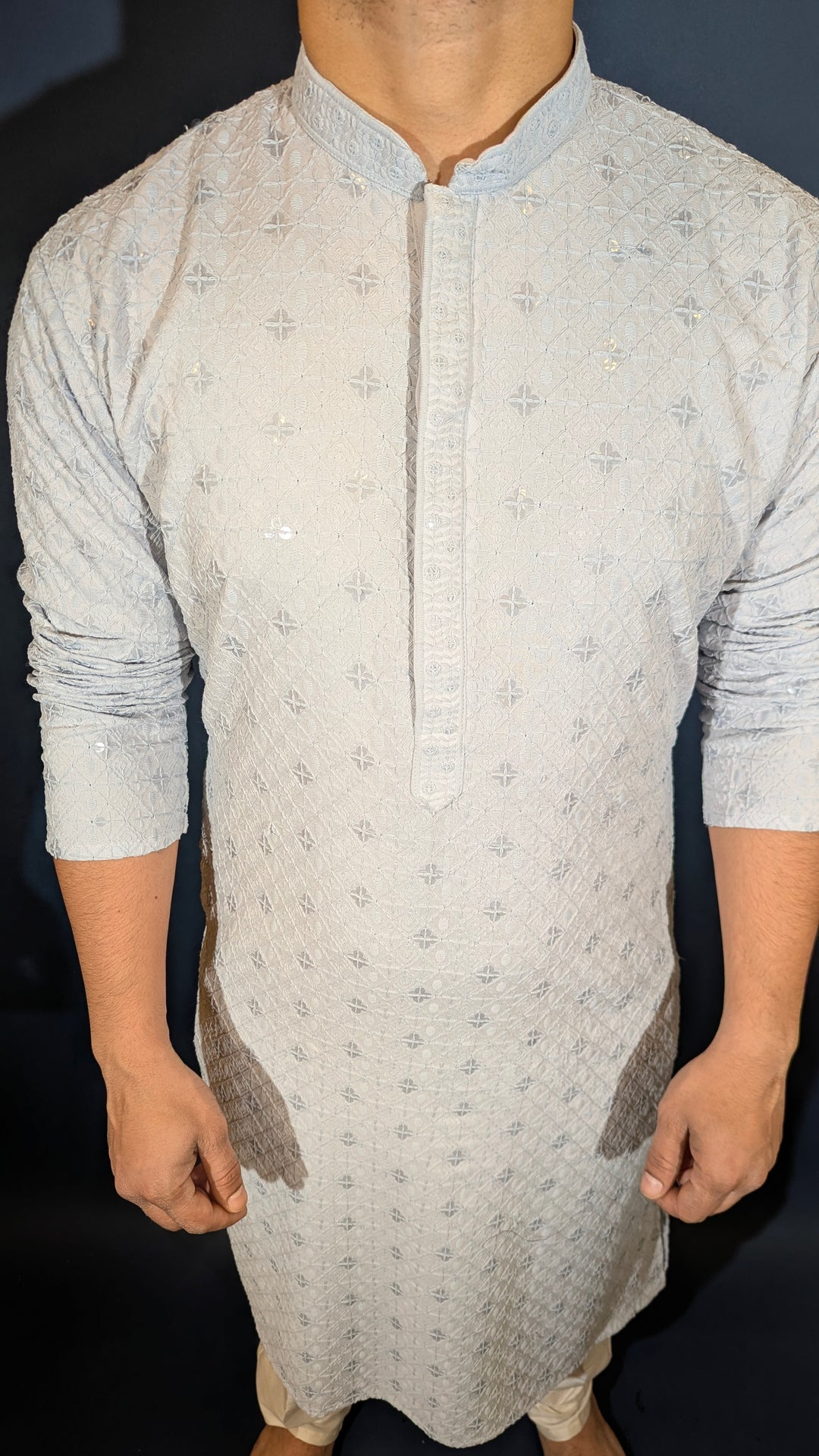 Light Grey Chikan Kurta