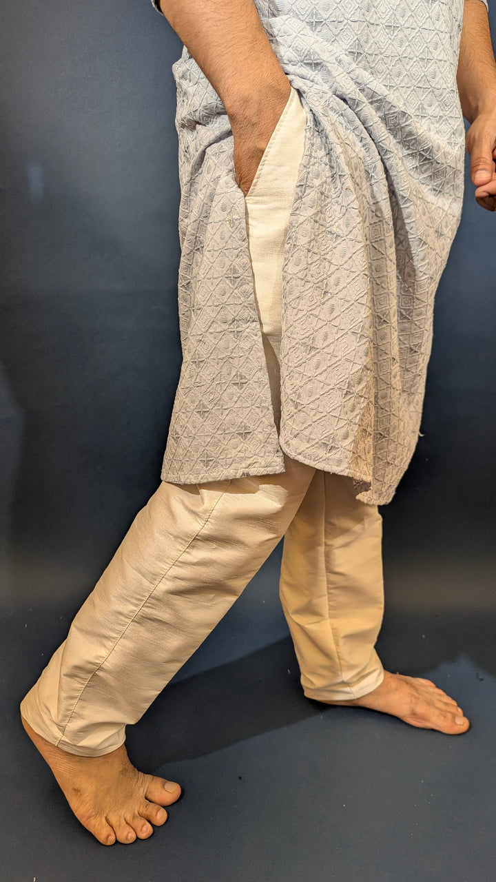 Light Grey Chikan Kurta