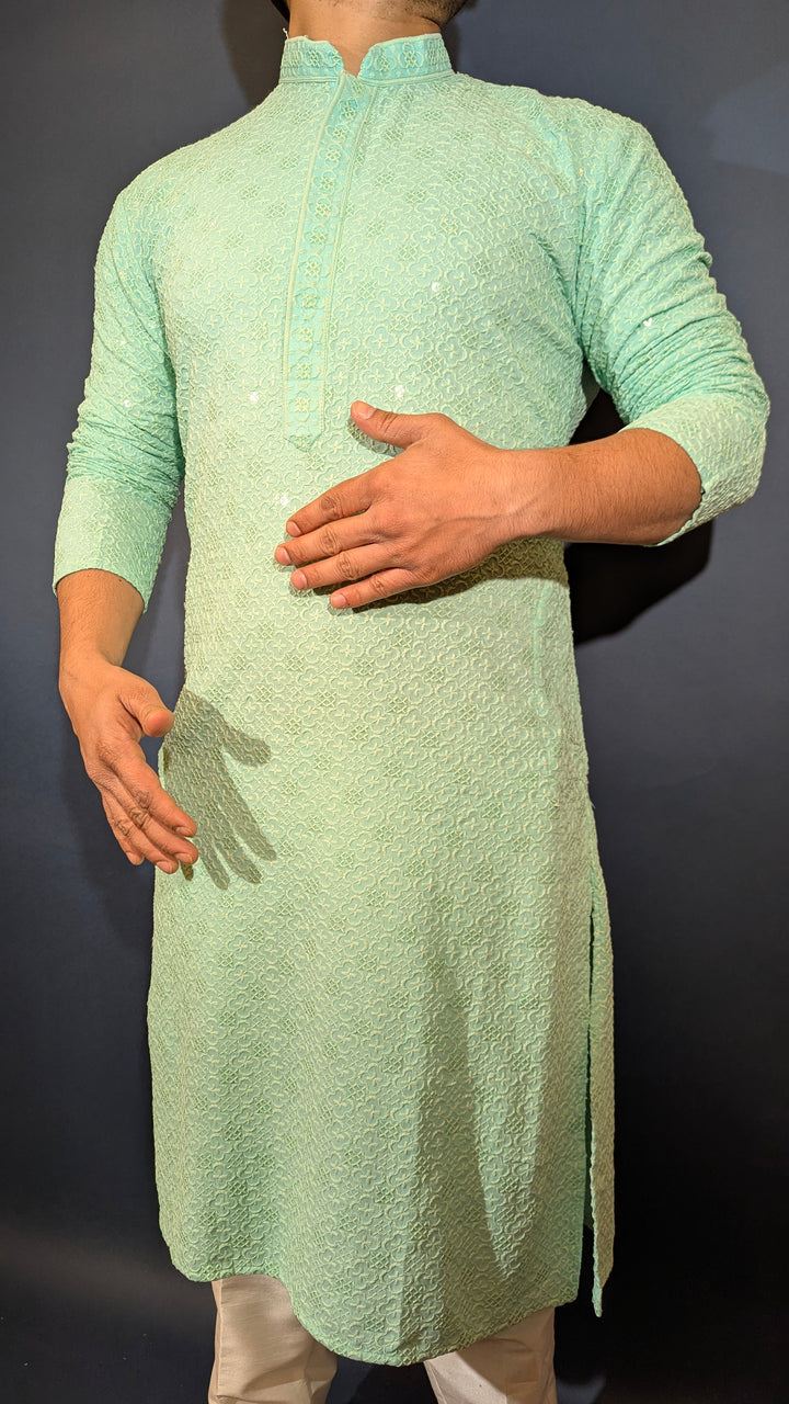 Light Aqua Sequins Kurta