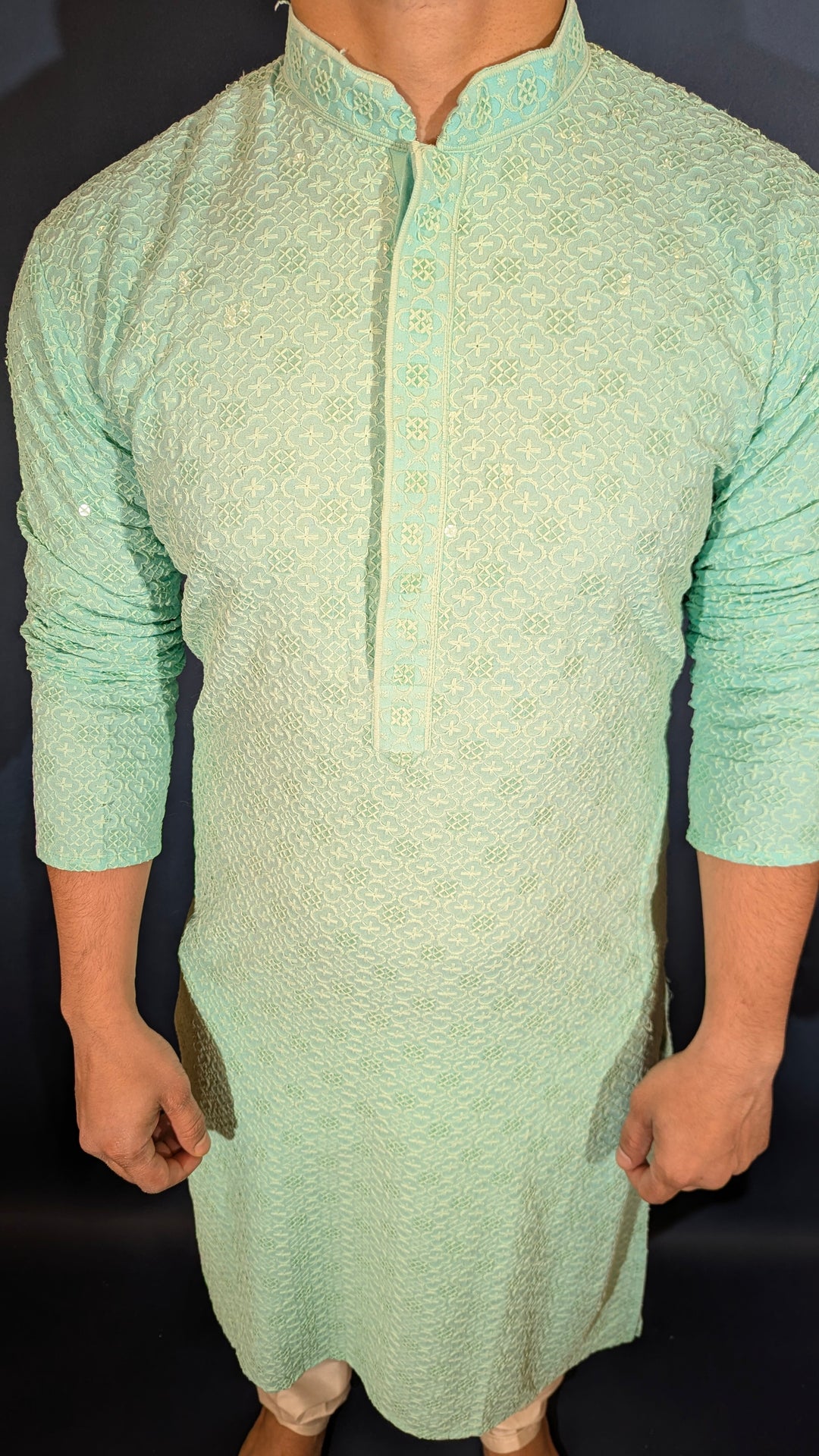 Light Aqua Sequins Kurta