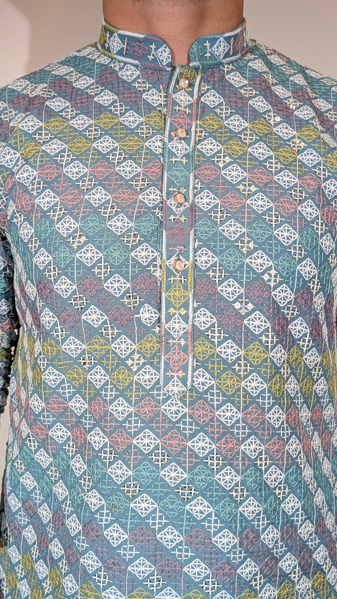 Teal Multicolor Sequence Kurta