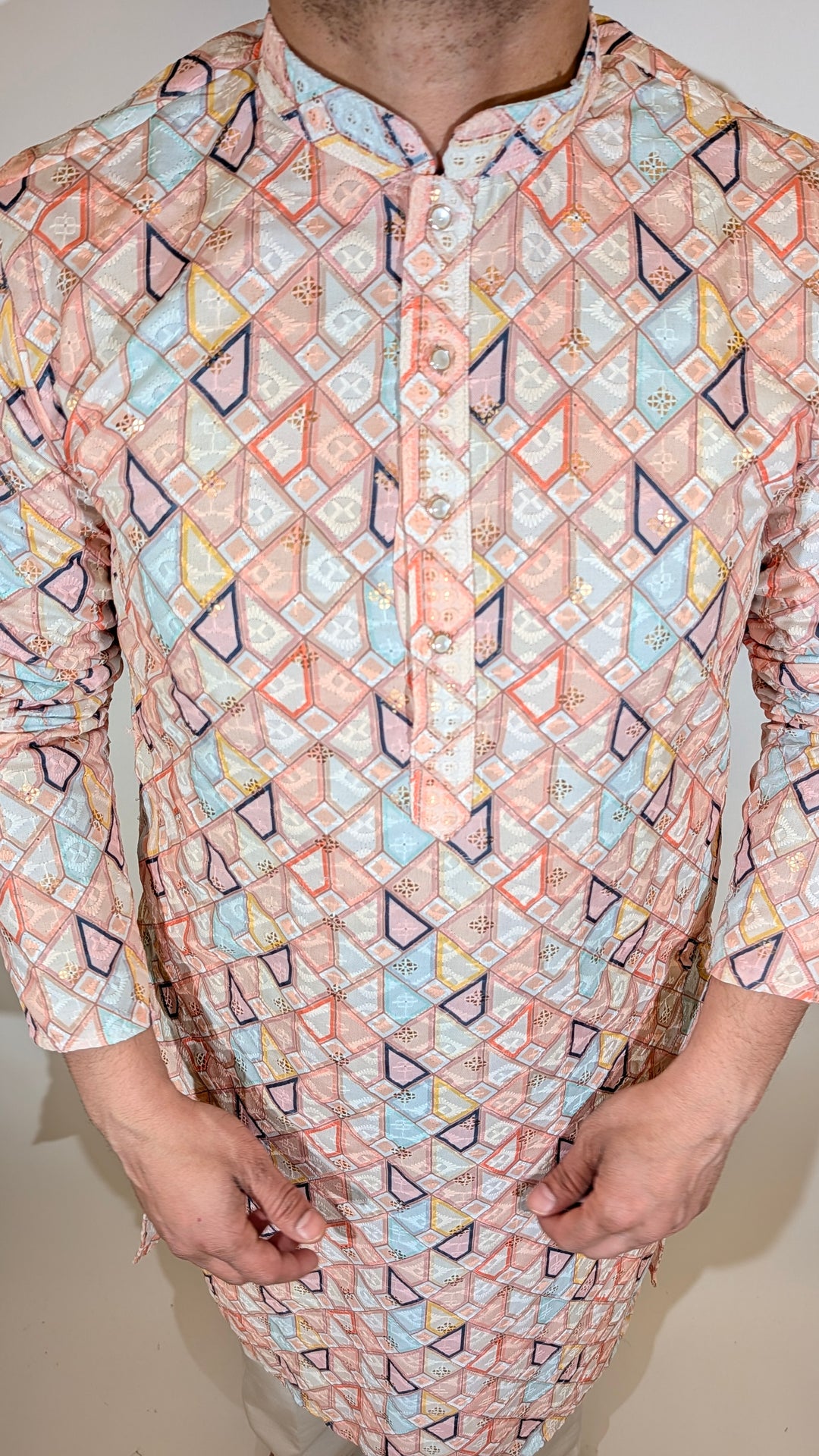 Peach Multicolor Sequence Kurta