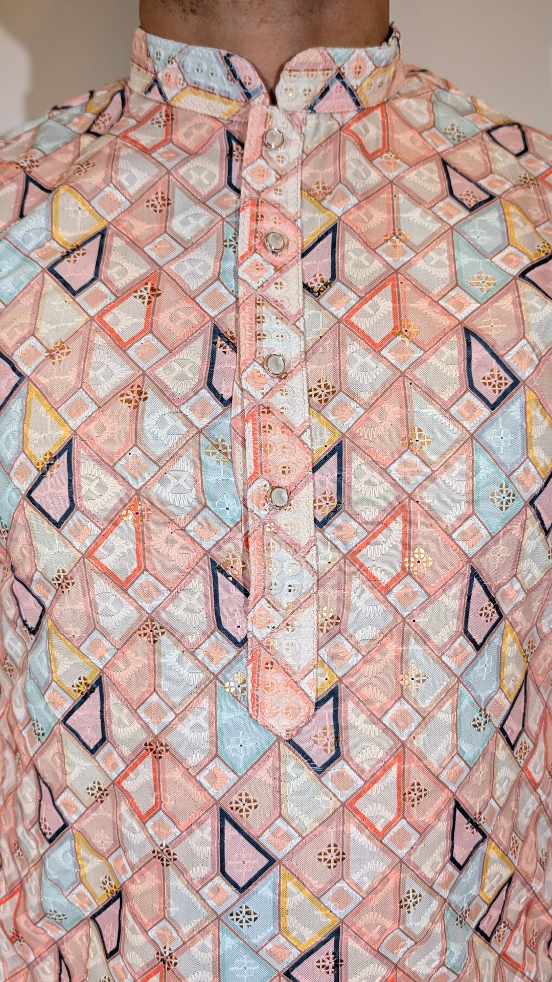Peach Multicolor Sequence Kurta