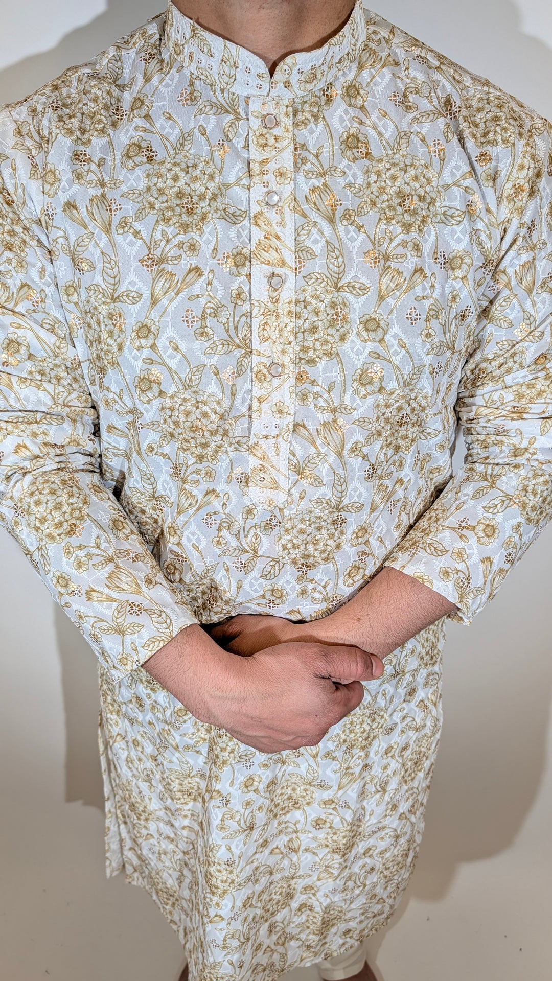 White Olive Sequence Kurta