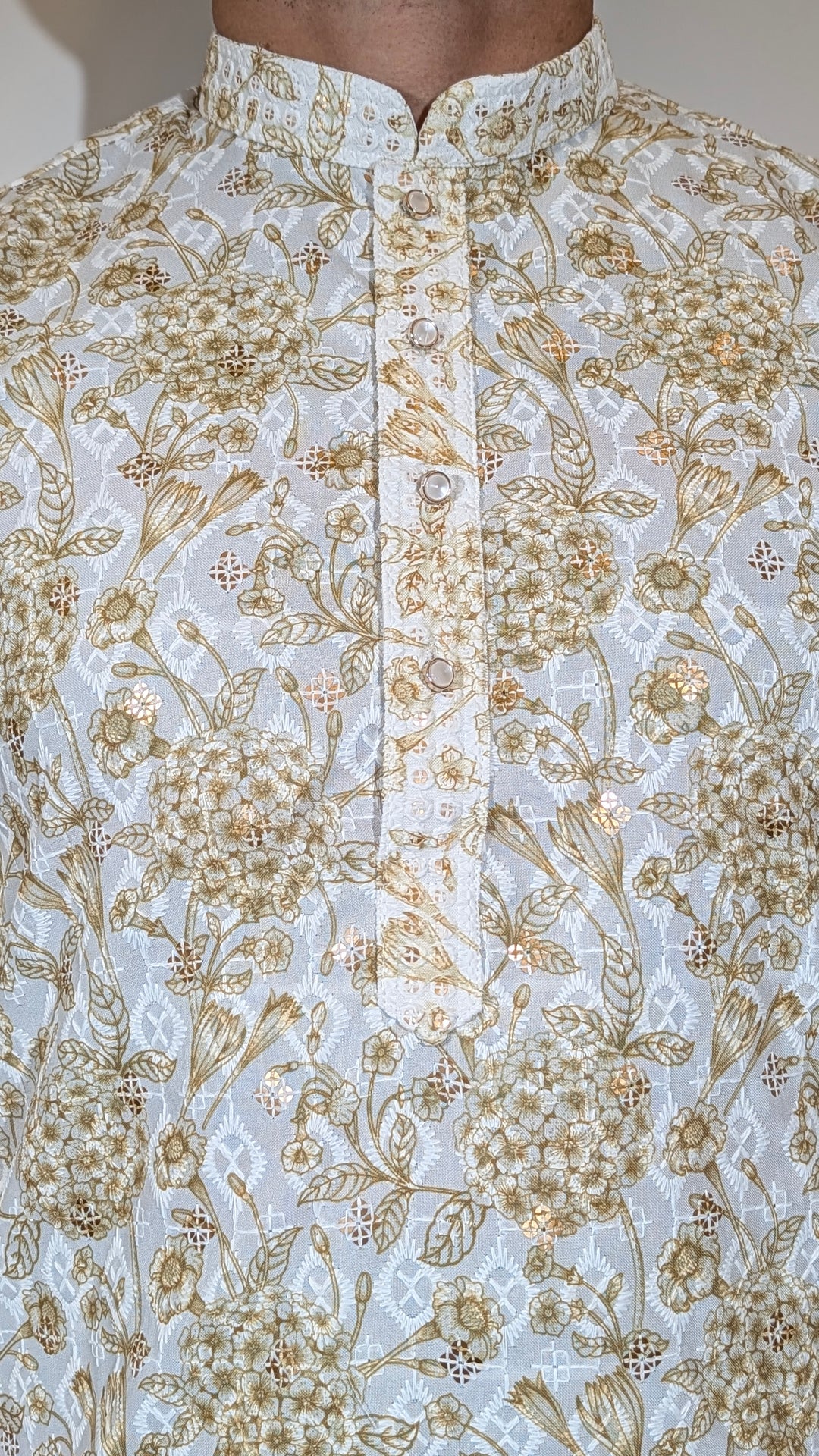 White Olive Sequence Kurta
