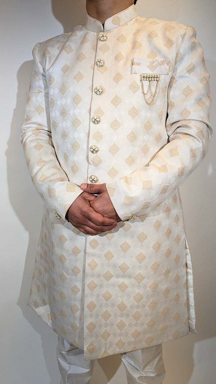 Golden Dimond Cream Sherwani