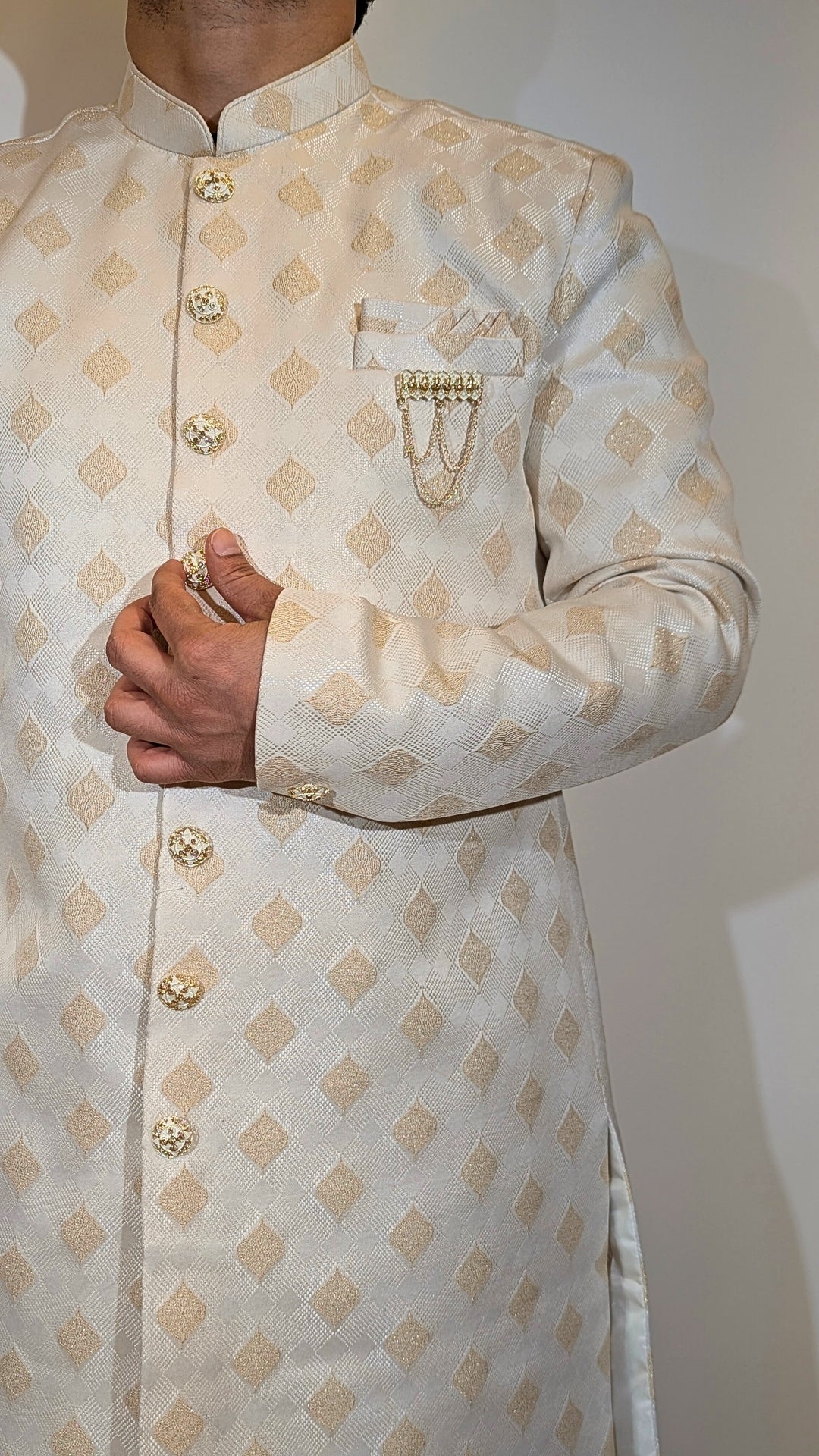 Golden Dimond Cream Sherwani