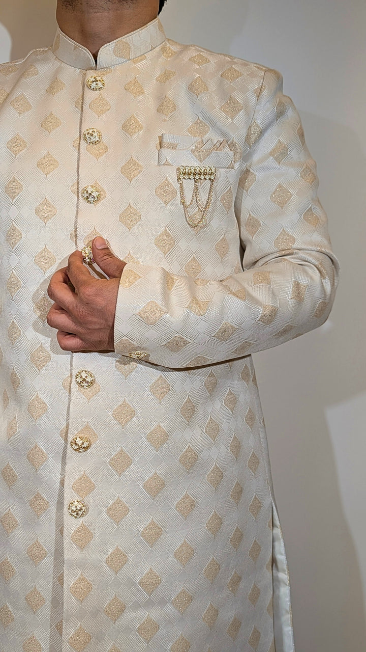 Golden Dimond Cream Sherwani
