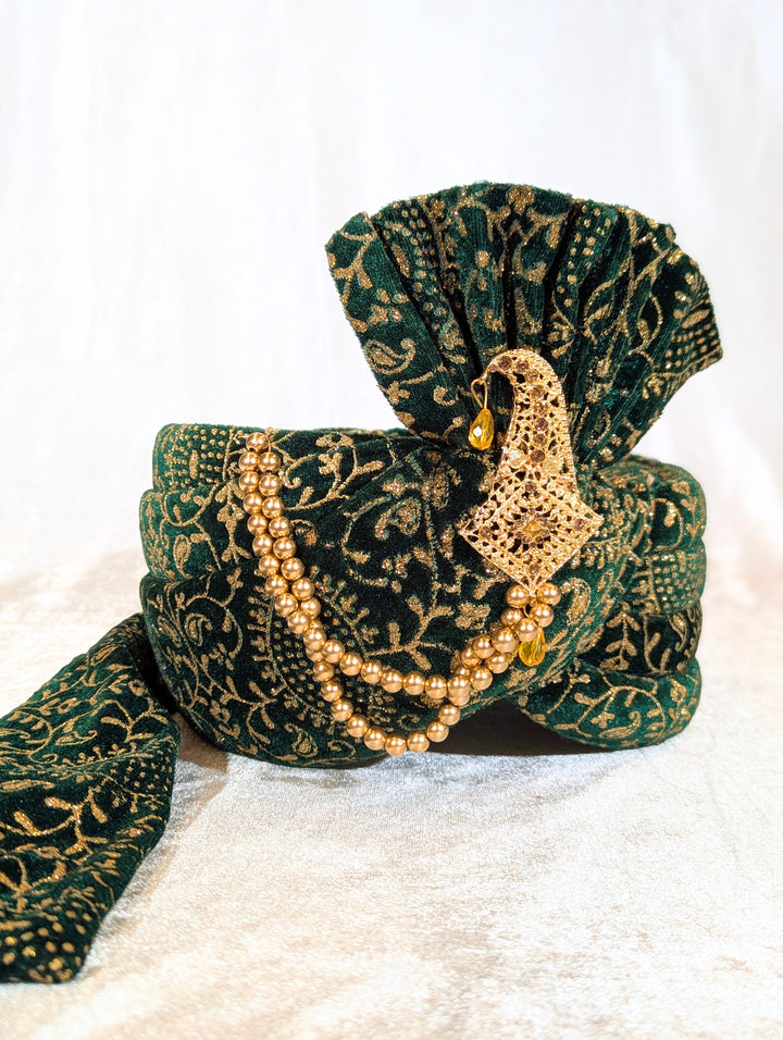 Green Pagdi and Shawl Set