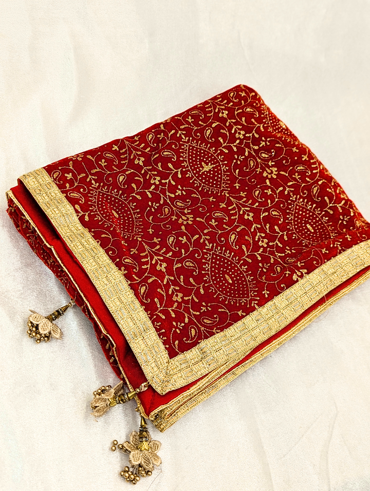 Men's Red Velvet Shawl