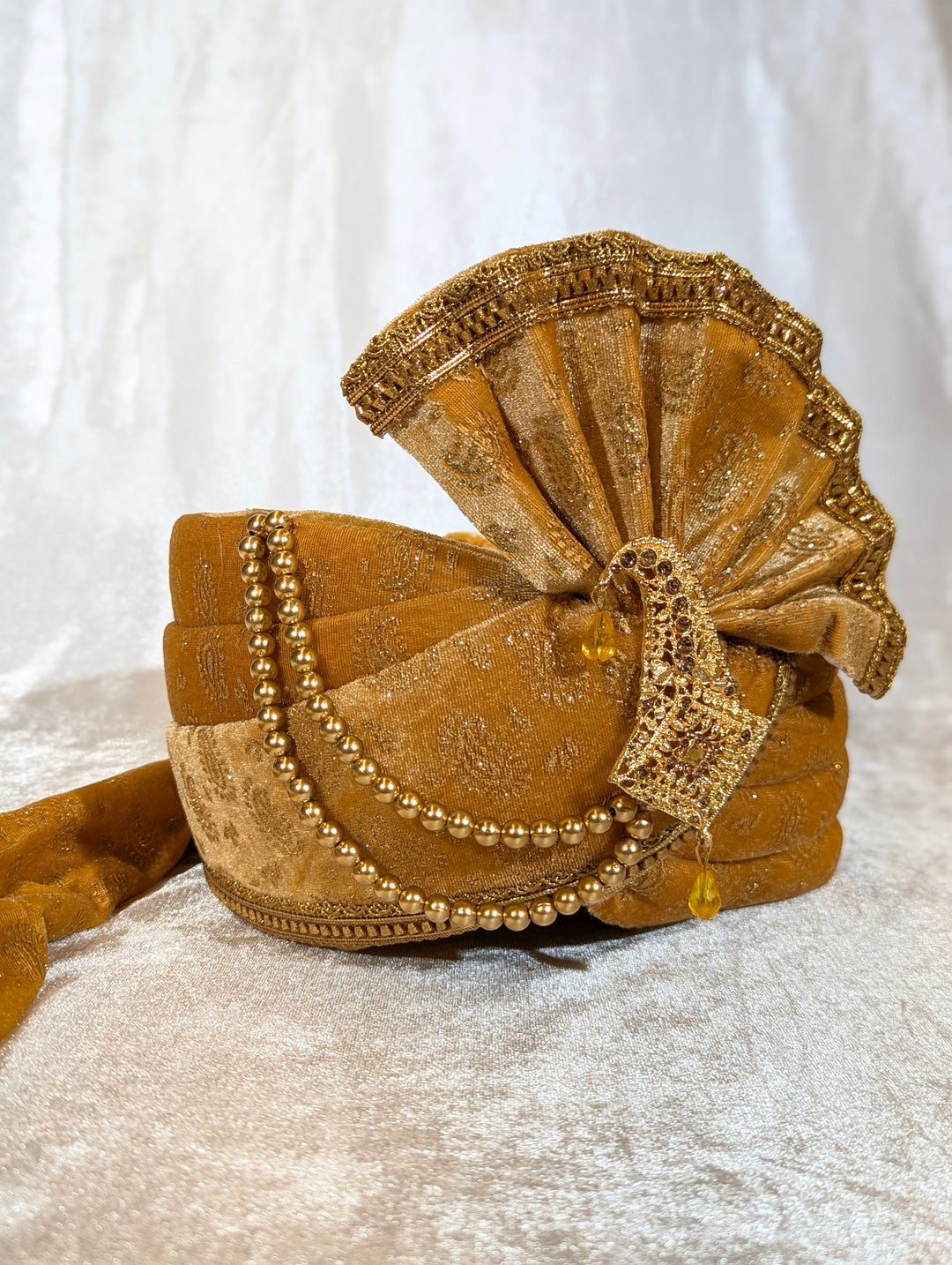 Gold Pagdi and Shawl Set