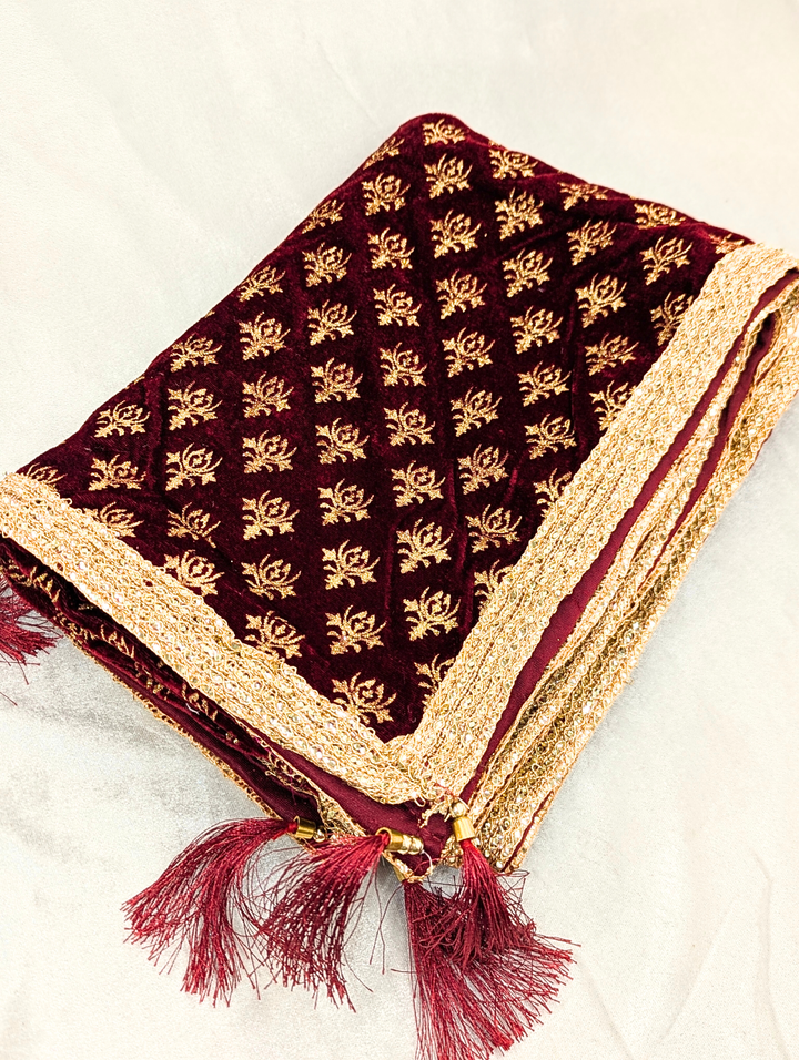 Men's Wine Velvet Shawl