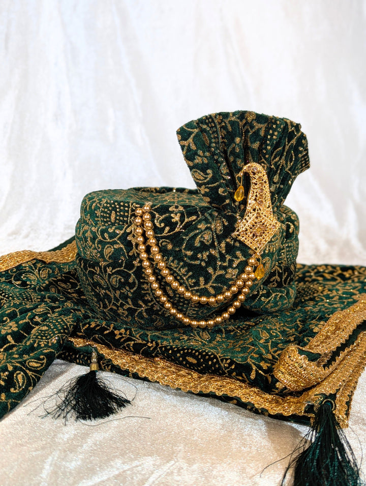 Green Pagdi and Shawl Set