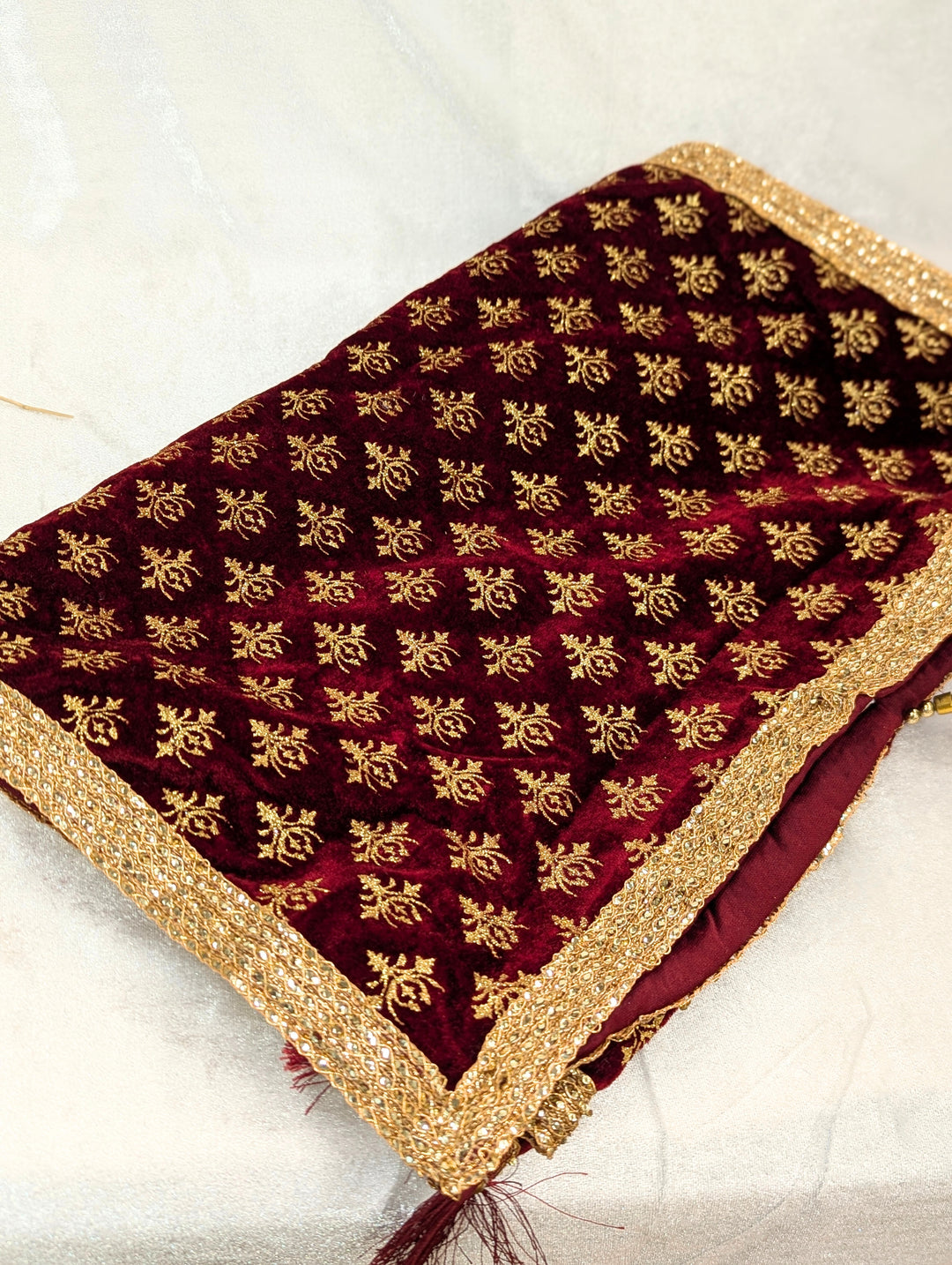 Maroon Golden Pagdi and Shawl Set