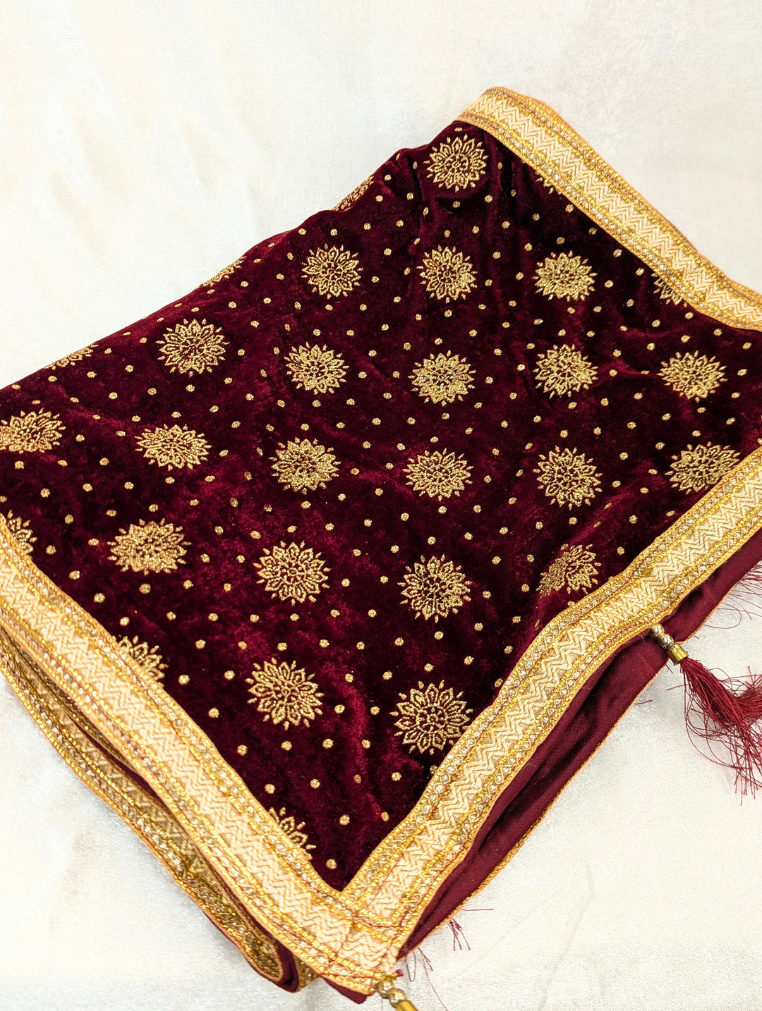 Maroon Golden Pagdi and Shawl Set