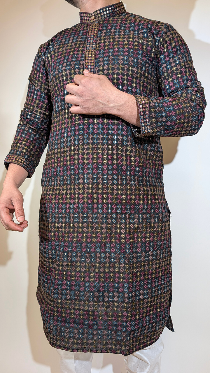 Black Muticolor Kurta