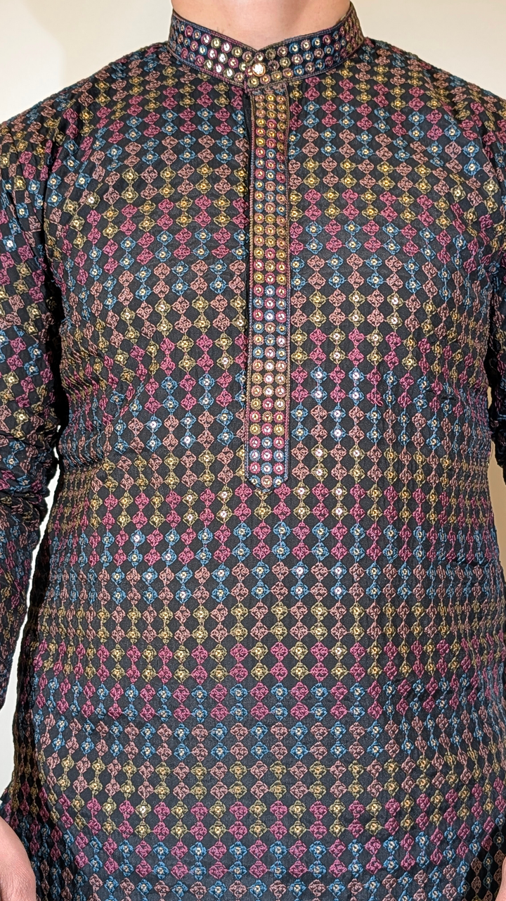 Black Muticolor Kurta