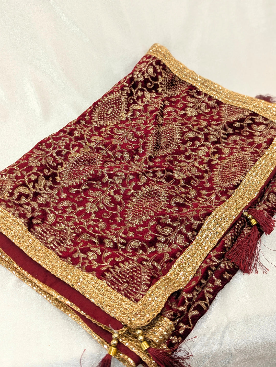 Maroon Golden Pagdi and Shawl Set