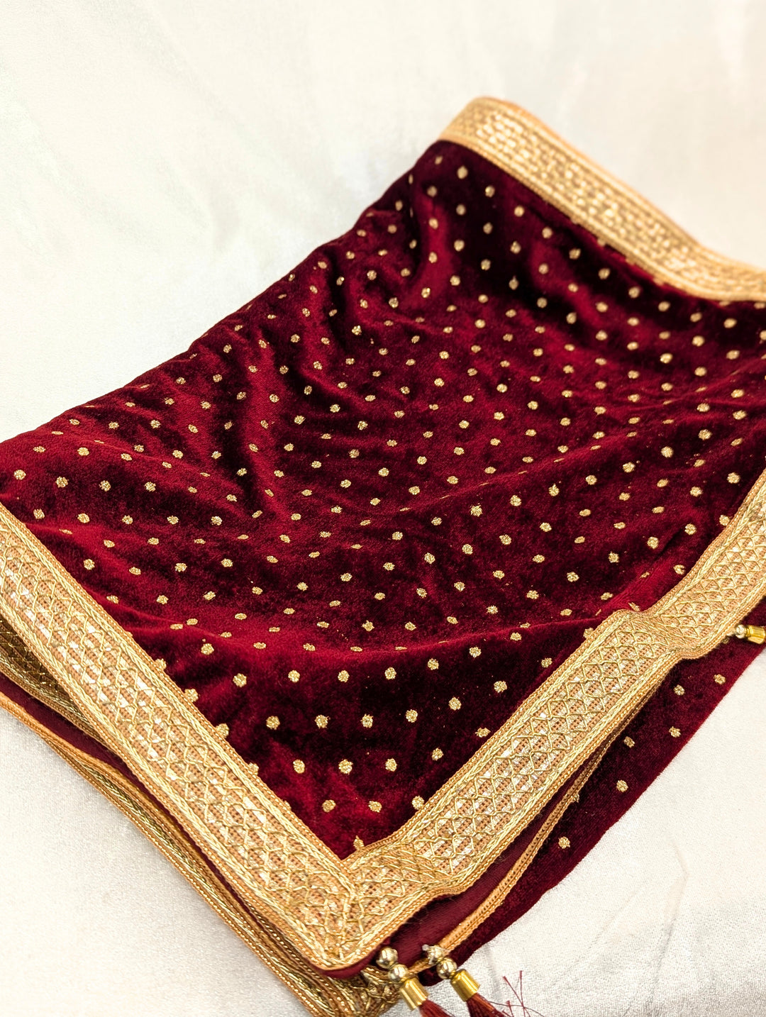 Maroon Golden Pagdi and Shawl Set