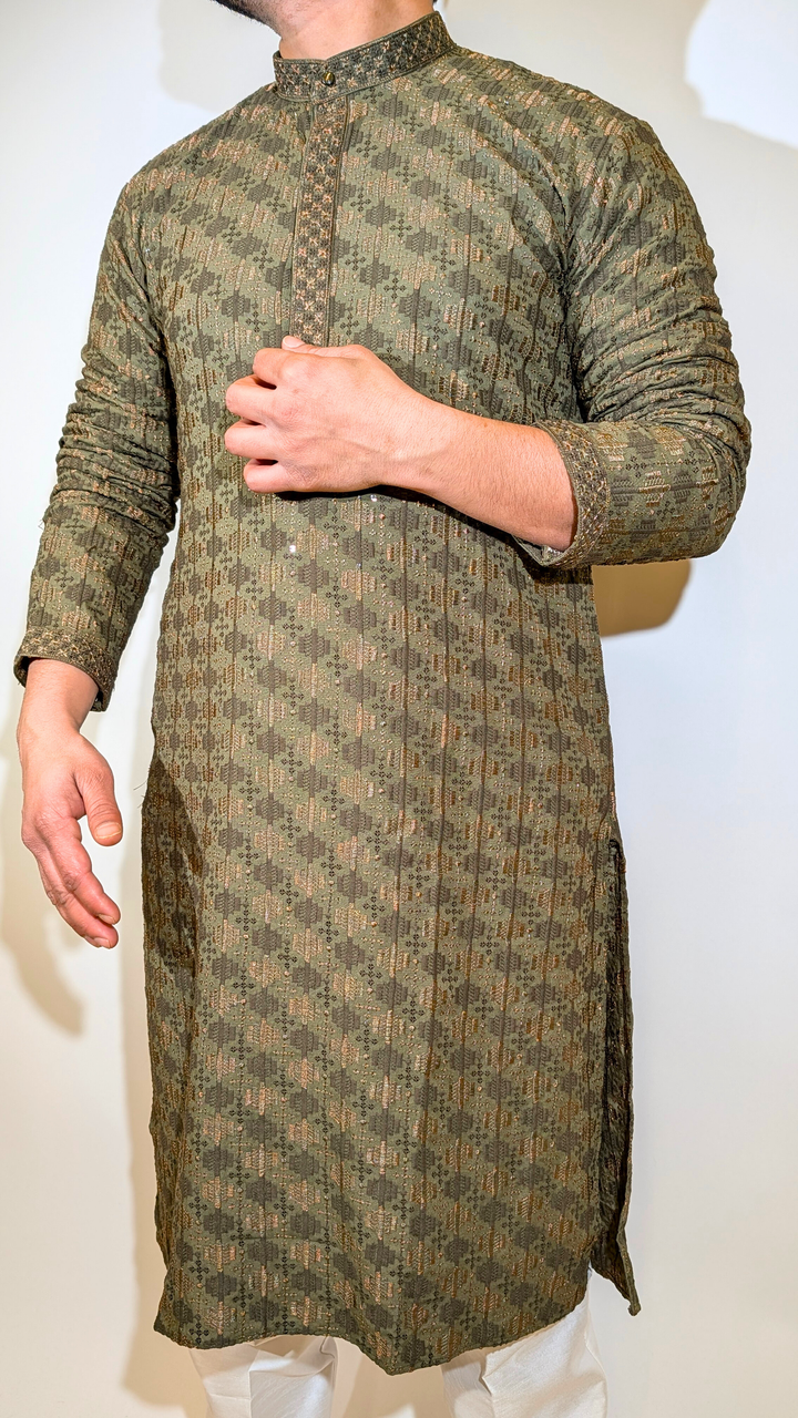 Olive Green Sequence Kurta