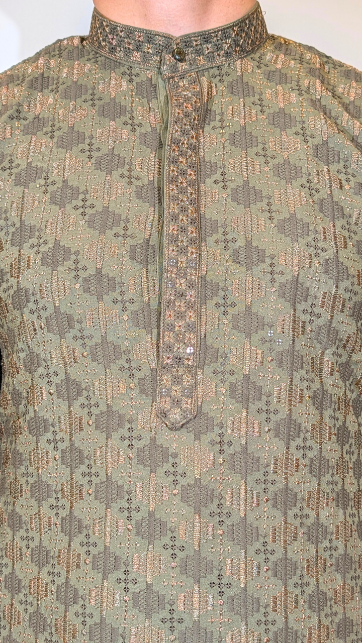 Olive Green Sequence Kurta